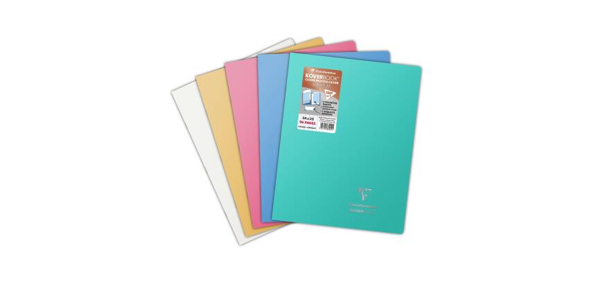 Cahier piqué Koverbook Silver 24x32 cm 96 pages grands carreaux couverture polypropylène opaque - Assortis