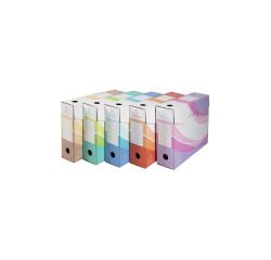 Archivbox 5er-Set, Rückenbreite 80 mm, Wellpappe, 25x35 cm für DIN A4 - Farben sortiert