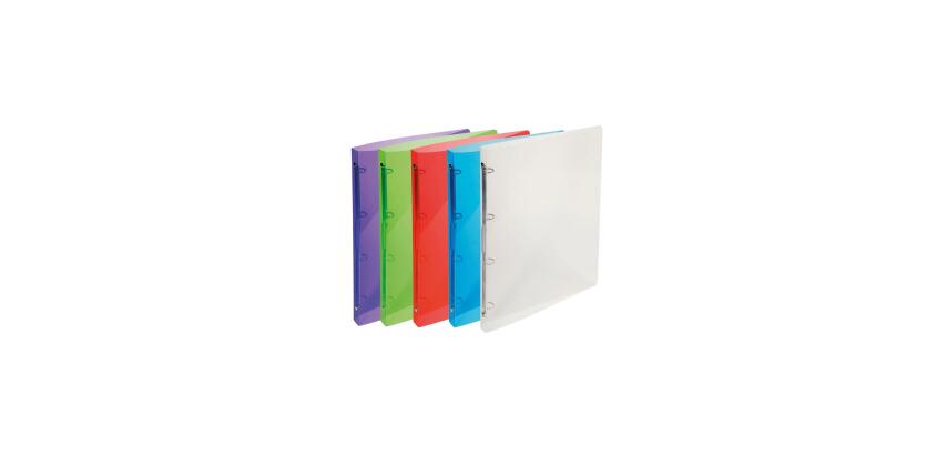 Classeur 4 anneaux plastifié Exacompta Crystal A4 - Dos 2 cm couleurs assorties