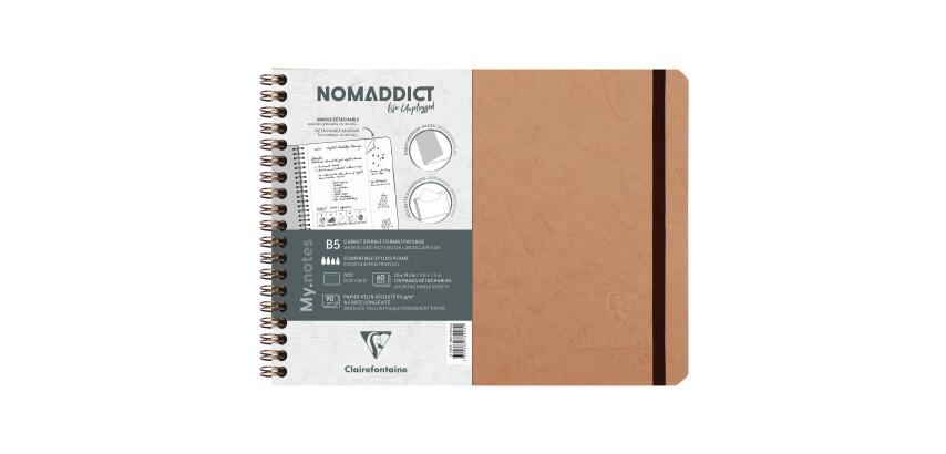 My.Notes Age Bag cahier reliure intégrale à marges détachables B5 paysage 120 pages détachables DOT + cadre en-tête - Tabac