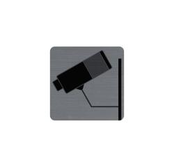 Plaque adhésive imitation aluminium Surveillance caméra 7,5x7,5 cm - Gris