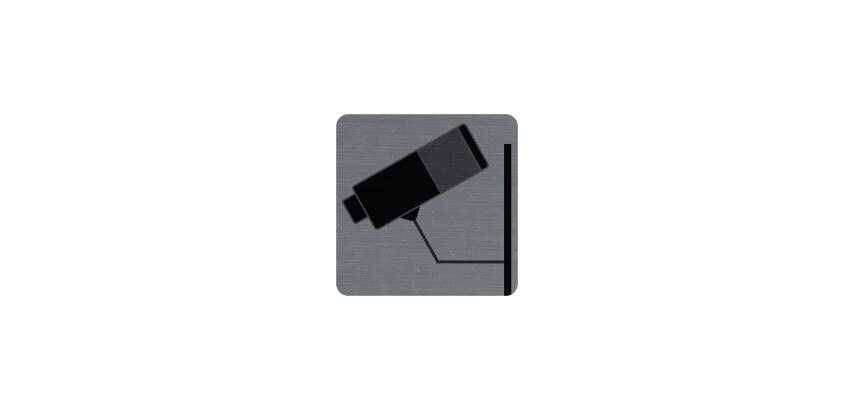Sign adhesive aluminium effect Surveillance camera 7.5x7.5 cm - Grey