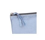 PLUME Grande pochette 2 compartiments en Daim irisé 22x11cm - Bleu
