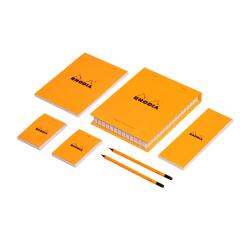 Rhodia Essential BOX (4 head stapled pads + 2 pencils) - Orange|