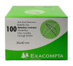 Doos met 100 Vlinderclips 30x40mm - Zilver