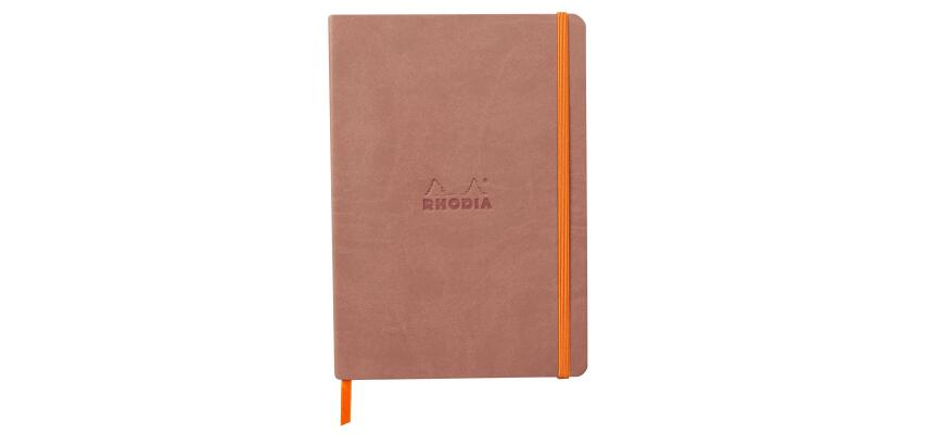 Rhodiarama carnet souple A5 160 pages dot papier ivoire 90g fermeture élastique - Bois de rose