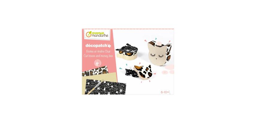 Boîte créative, Décopatch, Boîtes et tirelire Chat - Rose