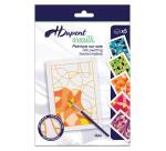Set mit 5 Seidenbildern zum Bemalen und Rahmen, Geometrisch - Weiß