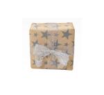 Kraft Recycled, grote rol geschenkpapier 50mx70cm Motief Christmas zilveren sterren - Zilver