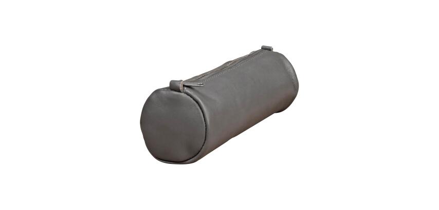 Trousse en cuir Age Bag ronde 21xØ6 cm - Gris