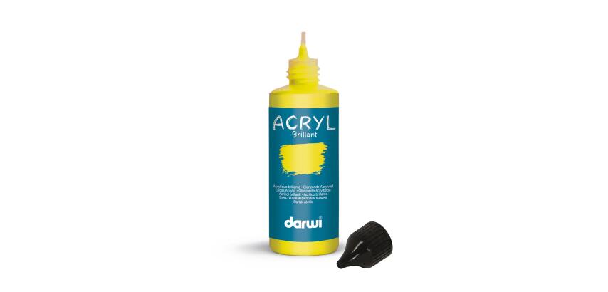 Darwi Flacon de 80 ml de Peinture Acrylique Universelle Brillante - jaune soleil