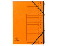 Trieur agrafé avec élastiques intérieur noir 12 compartiments - A4