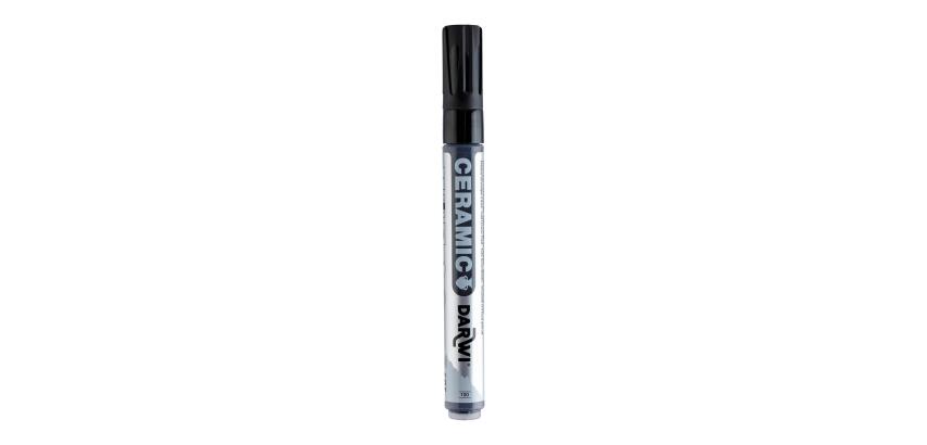 DARWI Kalte Keramikfarbe, Marker 2mm Spitze, Inhalt 6ml, Schwarz - Schwarz