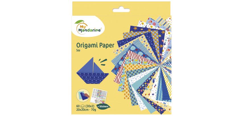 Origami Paper, Sea, 20x20cm, 60F, 70g - Multicolour