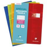 Cahier piqué spécial déficients visuels A4 96 pages grands carreaux 2,5mm agrandis 10x10 - Assortis