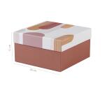 Terracotta, Set mit 3 quadratischen Aufbewahrungsboxen 25x25x12 cm, 20x20x11cm und 16x16x10 cm