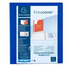 Classeur PP personnalisable Kreacover - 4 anneaux en D 30mm - A4 maxi - Bleu