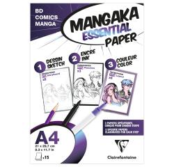 Mangaka Essential Paper pochette 15 feuilles (3 papiers Manga assortis) A4 - Blanc