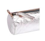Clairefontaine Leather Round Pencil Case - #5.5x22cm - Silver