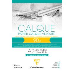 Transparentpapier, Block geleimt mit 50 Blatt A2, 90/95g