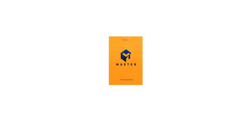 Bloc de bureau Master agrafé en-tête A7 100 feuilles petits carreaux 70 g - Orange