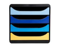 Schubladenbox Big Box Plus, 4 offene Schubladen, Bee Blue - Farben sortiert
