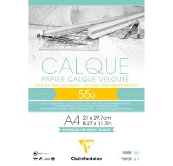Papier Calque bloc collé 50F A4 55g