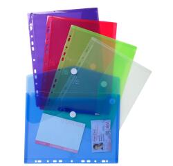 Fundas en forma de sobre con taladros A4 2/100e Polipopileno reciclado - Colores surtidos
