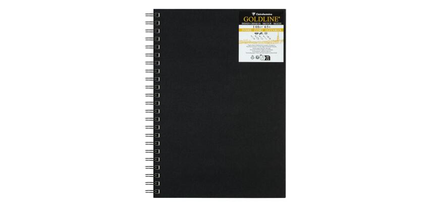 Clairefontaine Goldline Spiral Sketchbook - A4 - 40 Sheets - 140gsm - Portrait - Ivory