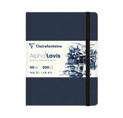 Alpha Lavis genaaid notitieboek 40F A5 300g - Blauw