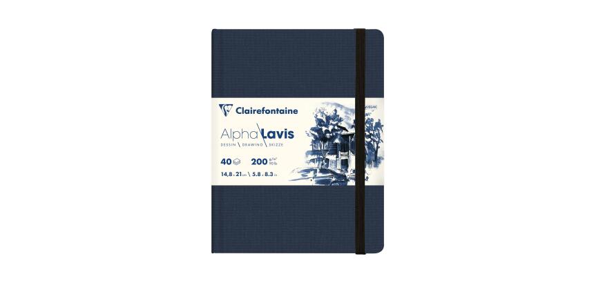 Clairefontaine Alpha Lavis Sewn Sketchbook - A5 - 40 Sheets - 200gsm - Blue