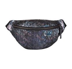 Metallic Black Leather Fanny Pack 30x16.2 cm
