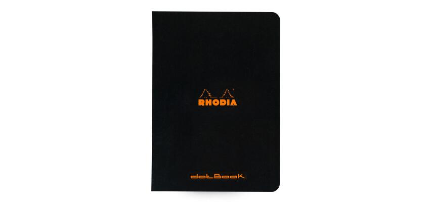 Cahier piqué Rhodia Classic 14,8x21 cm 96 pages dot non détachables 80g - Noir