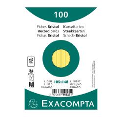 Pk100 Exa Rec Card 10.5x14.8cm Lined - Yellow