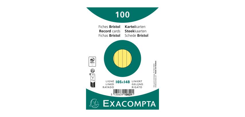 Pk100 Exa Rec Card 10.5x14.8cm Lined - Yellow