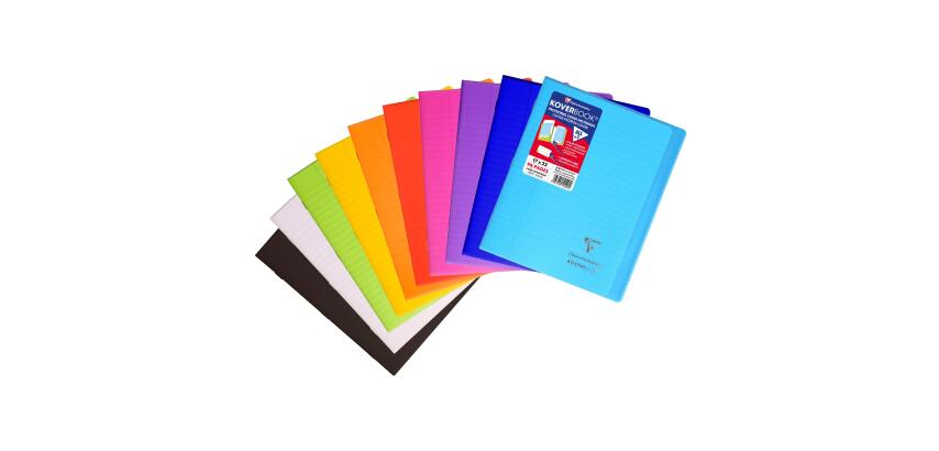 Cahier piqué Koverbook 17x22cm 96 pages ligné + marge couverture polypropylène transparent - Assortis