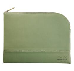 Rhodiarama pochette zippée en simili cuir - taille L (21x28 cm) - Sauge