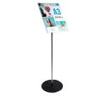 Floor sign holder ACRYLIC/ALU A3portrait - Black/alu/clear