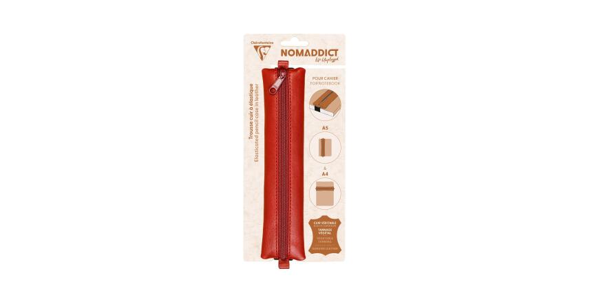 Trousse plate en cuir à élastique Age Bag 20x4,5 cm - Rouge
