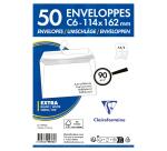Paquet de 50 Enveloppes Blanches C6-114x162mm - Auto-Adhésives - 90g/m2 - Blanc