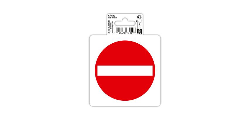 Panneau PVC adhésif antidérapant Sens interdit 10 cm - Rouge