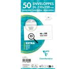 Paquet de 50 Enveloppes Blanches DL-110x220mm - Auto-Adhésives - 80g/m2 - Fenêtre Papier Cristal de 45x100 (position 20/20) - Blanc