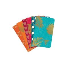 Textiel notitieboek Neo Deco Collection Mid-Seizoen 7,5x12 cm 48 gelinieerde pagina's met assorti motieven ivoorkleurig papier - Assorti