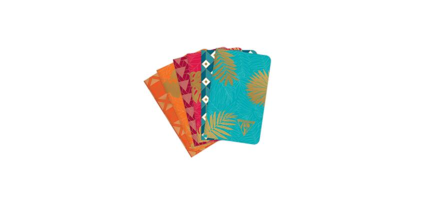 Carnet piqûre textile Neo Deco Collection Mi-Saison 7,5x12 cm 48 pages ligné motifs assortis papier ivoire - Assortis