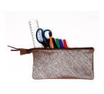 KLEO-PATHRA CUIR Grande Pochette 2 compartiments 22x11 cm Argent