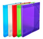 Elasticated PP Filing Box Crystal 25mm Spine A4 - Assorted colours