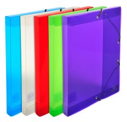 Boite de classement Exabox en polypropylène - dos 25mm - Crystal Colours - A4 - Couleurs assorties