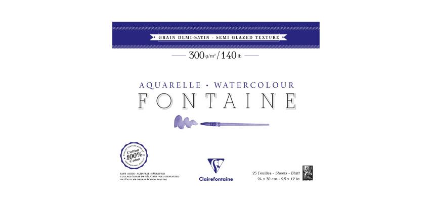 Fontaine bloc collé 4 côtés 25F 24x30cm 300g grain demi-satiné