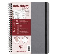 My.Notes Age Bag notitieboek met spiraalbinding en afscheurbare strook A5+ 120 uitscheurbare gelijnde pagina's + kader bovenaan - Grijs