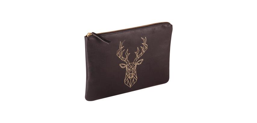 BLACK FOREST Pochette universelle 27x19 cm, Cerf - Noir et doré